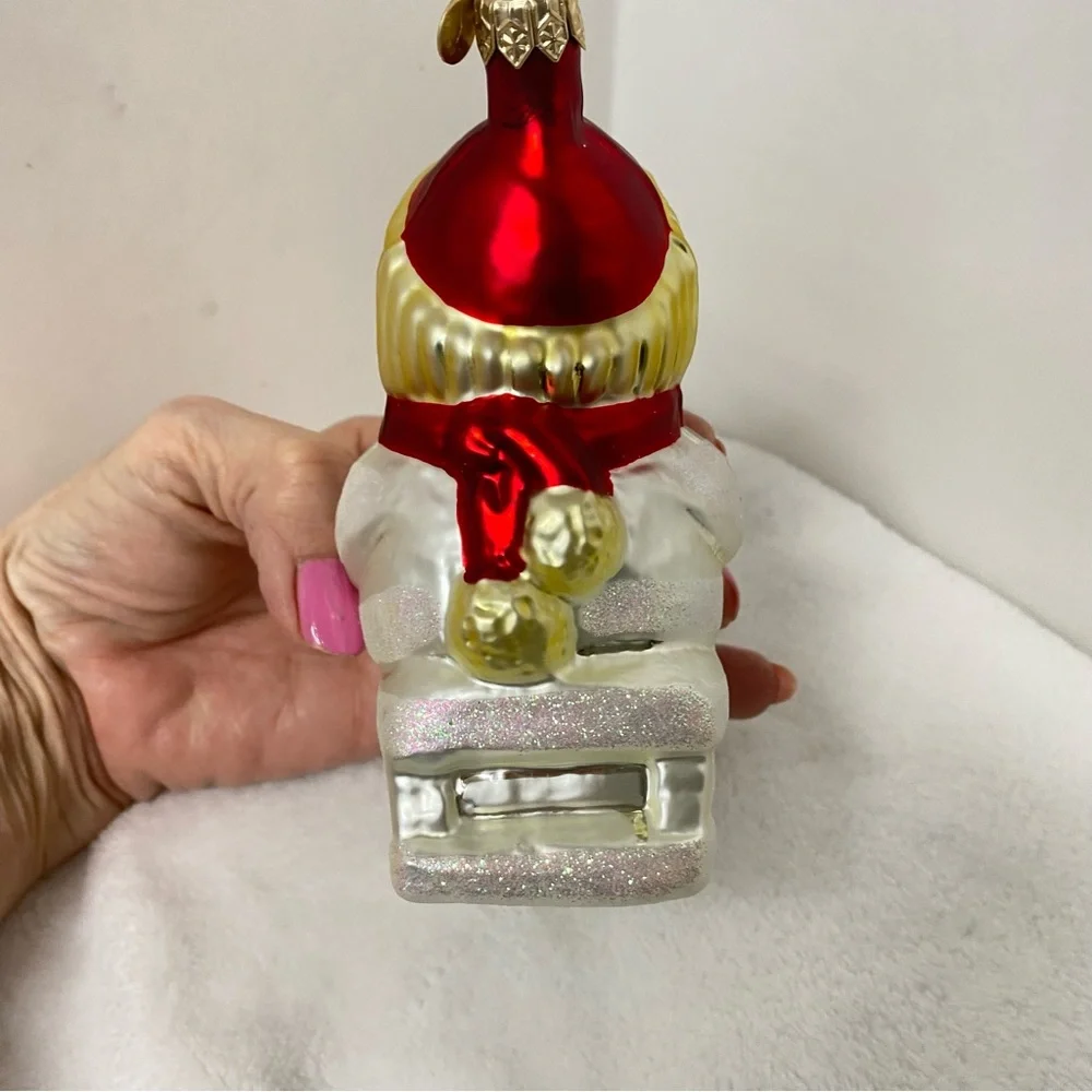 Department 56 Vintage Festive Snowman Sledding Christmas Ornament Whimsical